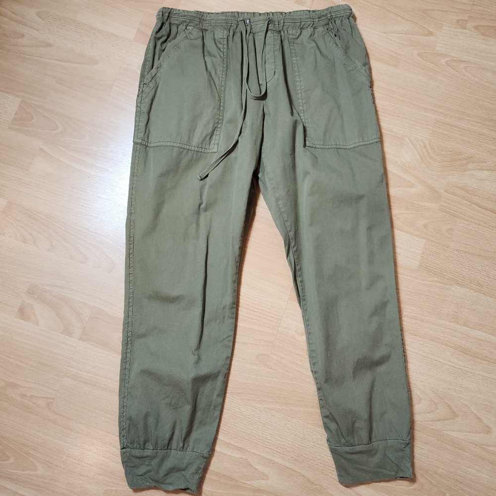 Velvet By Graham & Spencer Green Pants Cotton Pull On Drawstring Size Medium